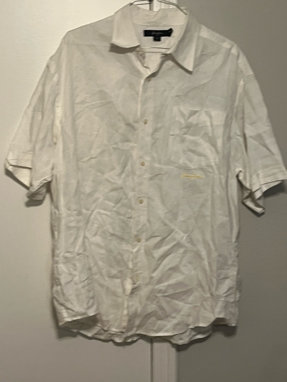 Sean John White Short-Sleeve Button-Down Linen Shirt Size XXL
